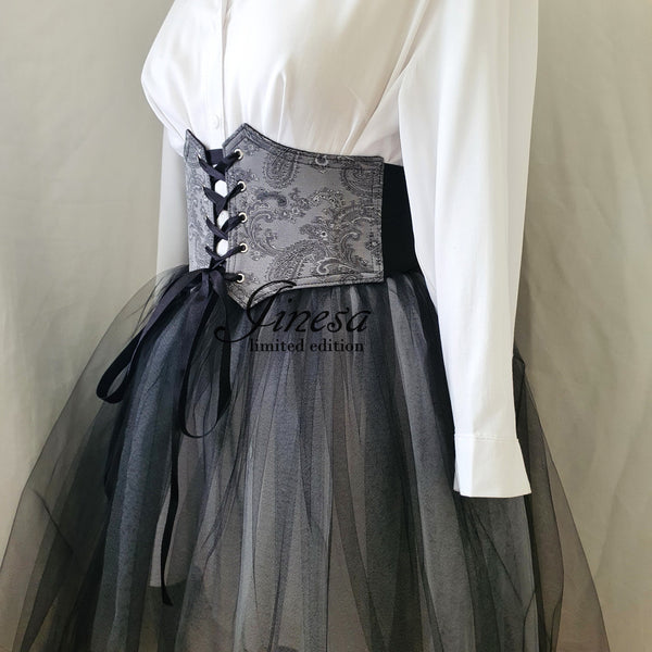 Gothic elastic corset A gift for her Pirate corset waist Renaissance corset belt gray