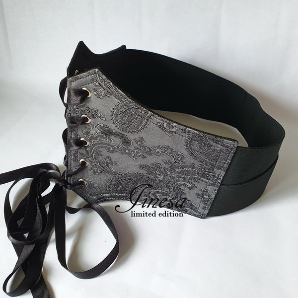 Gothic elastic corset A gift for her Pirate corset waist Renaissance corset belt gray