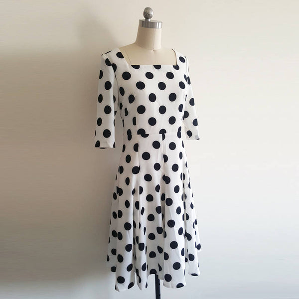Wimbledon dress Duchess of Cambridge dress Black White Dress Retro Dress Custom made Polka Dot Dress Kate Middleton Polka Dot Dress