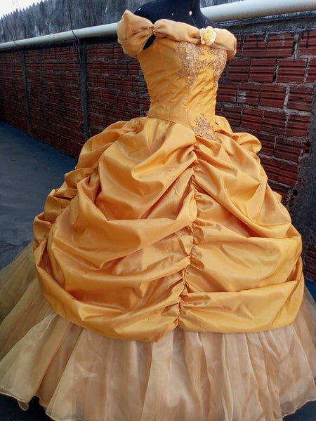 Dress princess MADE to ORDER Cosplay Princess Belle Ball gown golden Dress