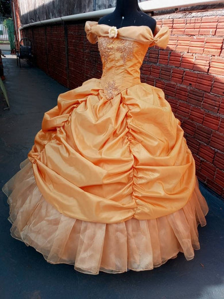 Dress princess MADE to ORDER Cosplay Princess Belle Ball gown golden Dress
