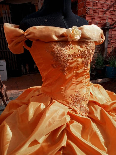 Dress princess MADE to ORDER Cosplay Princess Belle Ball gown golden Dress