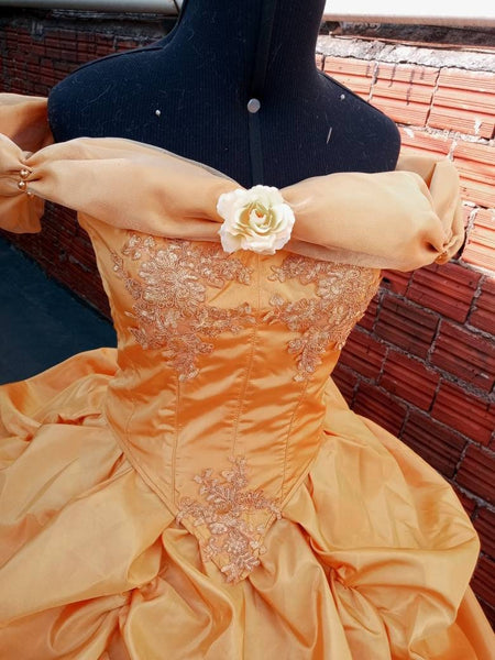 Dress princess MADE to ORDER Cosplay Princess Belle Ball gown golden Dress