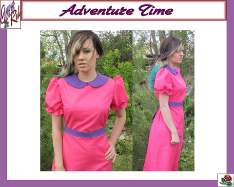 Adventure Time Cosplay Adult Women's Size 4 6 8 10 12 14 Princess Bubblegum Pink Dress Costume