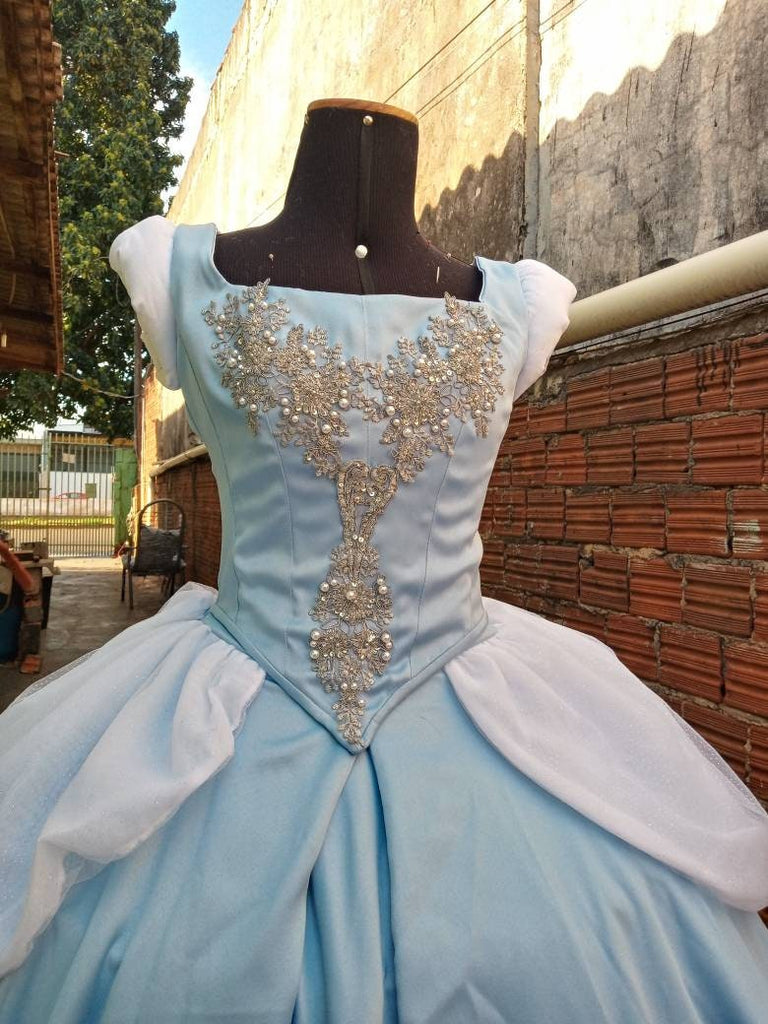 princess cinderella dress up Disney Princess Girls Blue Cinderella Costume Dress Small 4-6X