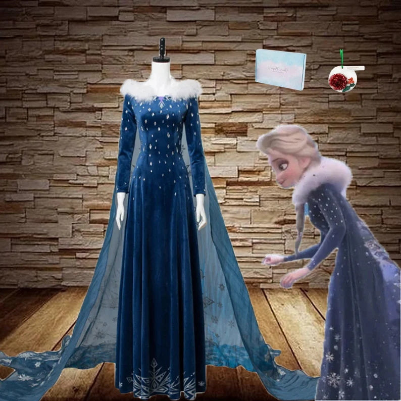 strapless open back dress Princess Elsa Dress Cosplay Costume Elsa Sparkling Blue Dress – Lydiacosplay