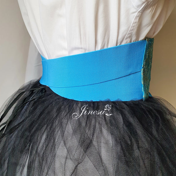 Waist elastic corset belt Bridal corset Gift for her Prom corset blue