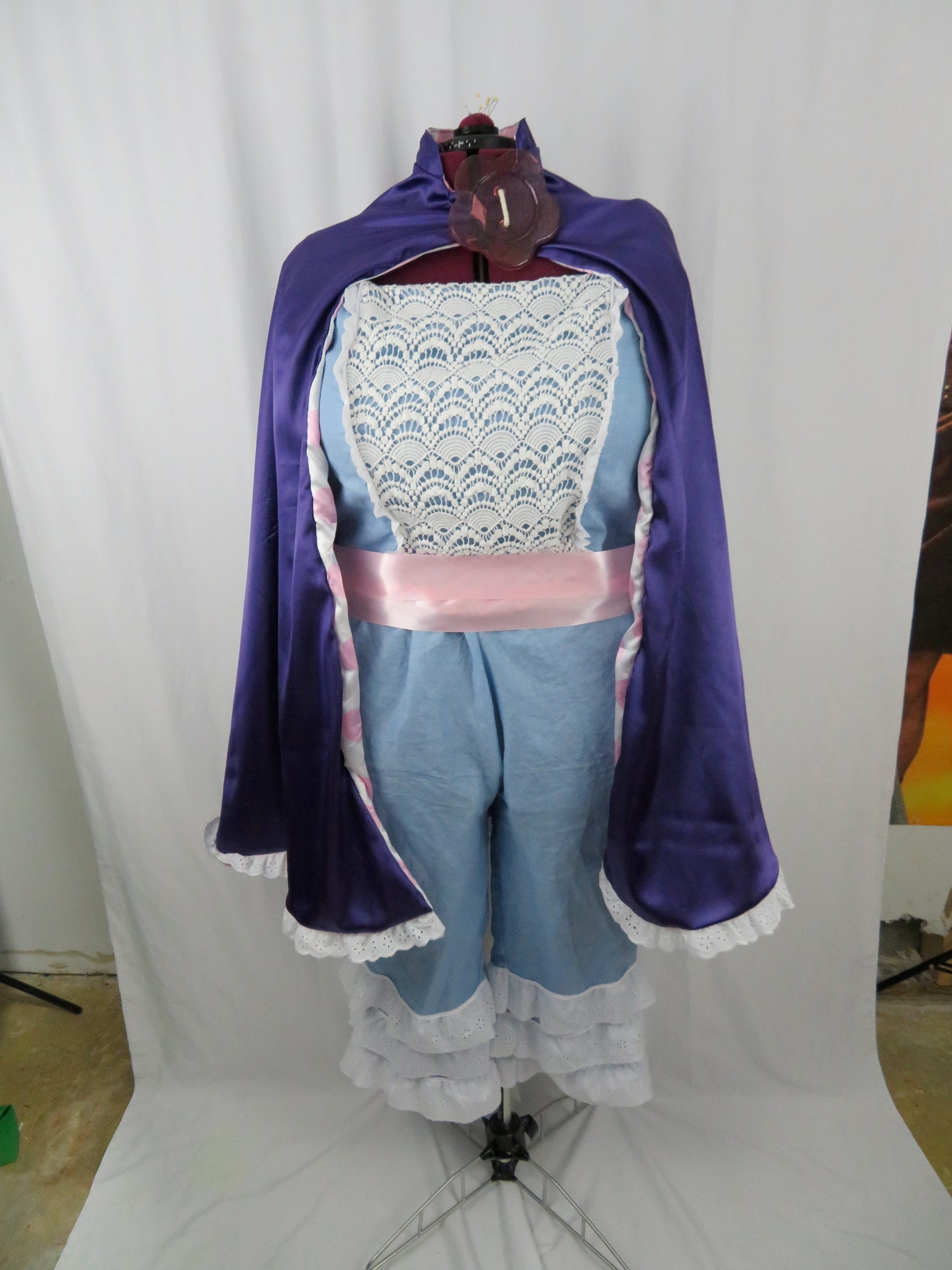Blue lace Jumper Custom Made Purple Cape