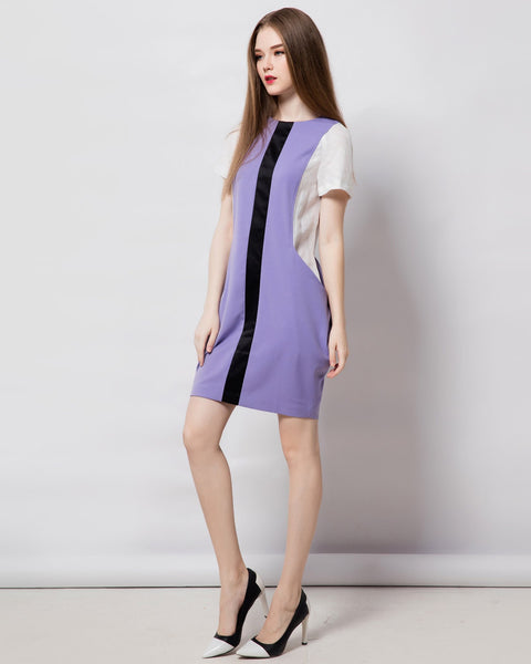 Contemporary Structured Custom made dress Geometric dress Petite Plus size Purple dress Modern dress Colorblock dress