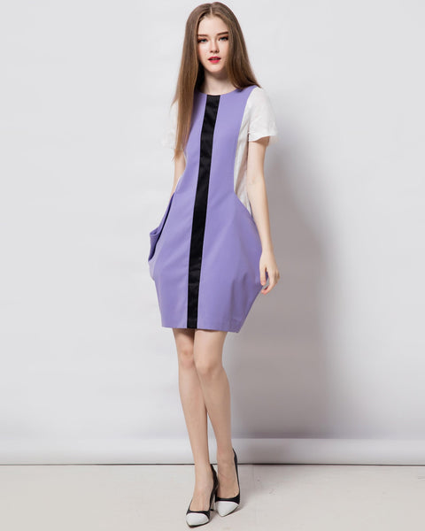 Contemporary Structured Custom made dress Geometric dress Petite Plus size Purple dress Modern dress Colorblock dress