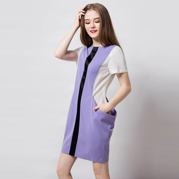 Contemporary Structured Custom made dress Geometric dress Petite Plus size Purple dress Modern dress Colorblock dress