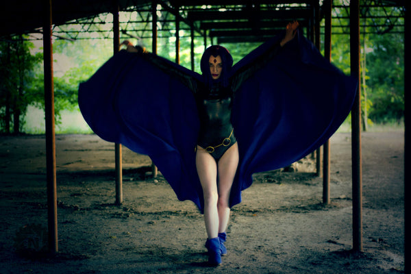 Individual high quality costume cloack mantle Raven cosplay cape teen titans raven COLOURS custom