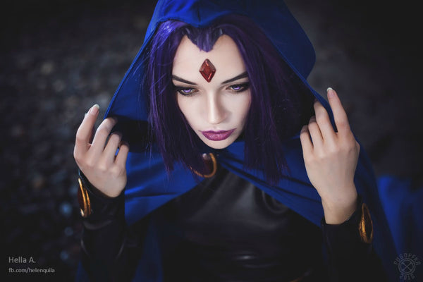 Individual high quality costume cloack mantle Raven cosplay cape teen titans raven COLOURS custom