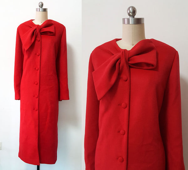 Duchess of Cambridge coat Custom made coat dress Red coat winter coat Kate Middleton Christmas Beau Tie Coat Red Bow coat dress