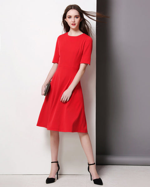 50's dress vintage dress inspired Wimbleton dress Custom made dress Red Cayla dress Kate Middleton dress midi Swing dress