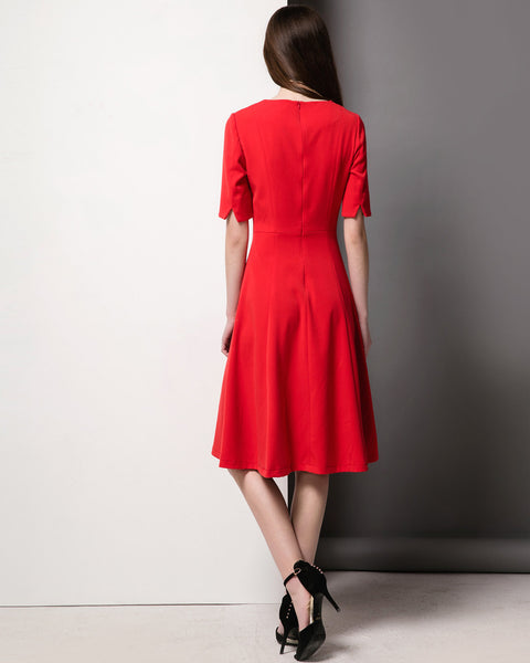 50's dress vintage dress inspired Wimbleton dress Custom made dress Red Cayla dress Kate Middleton dress midi Swing dress