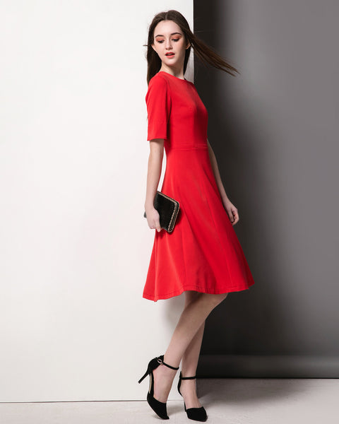 50's dress vintage dress inspired Wimbleton dress Custom made dress Red Cayla dress Kate Middleton dress midi Swing dress