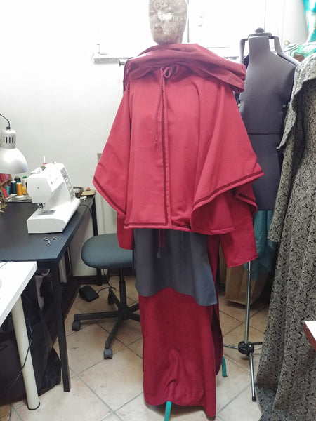 Sorceress wardrobe Pagan Priestess Costume set 4 pieces READY FOR SHIPPING Red Elegant woman costume set