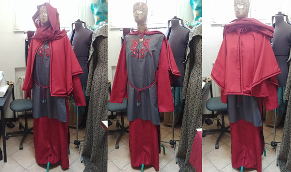 Sorceress wardrobe Pagan Priestess Costume set 4 pieces READY FOR SHIPPING Red Elegant woman costume set