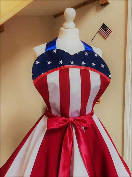 4th of July Outfit Red White Blue apron USO costume