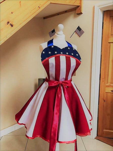 4th of July Outfit Red White Blue apron USO costume