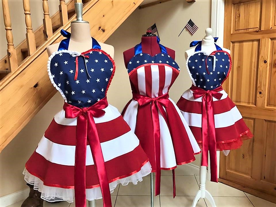 4th of July Outfit Red White Blue apron USO costume