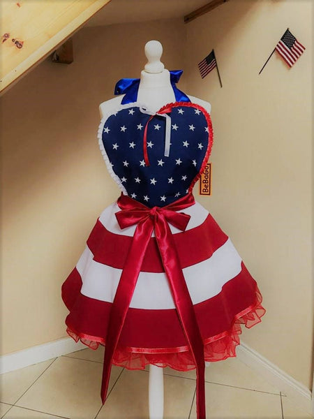 4th of July Outfit Red White Blue apron USO costume