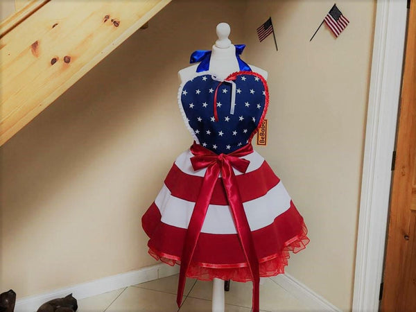 4th of July Outfit Red White Blue apron USO costume