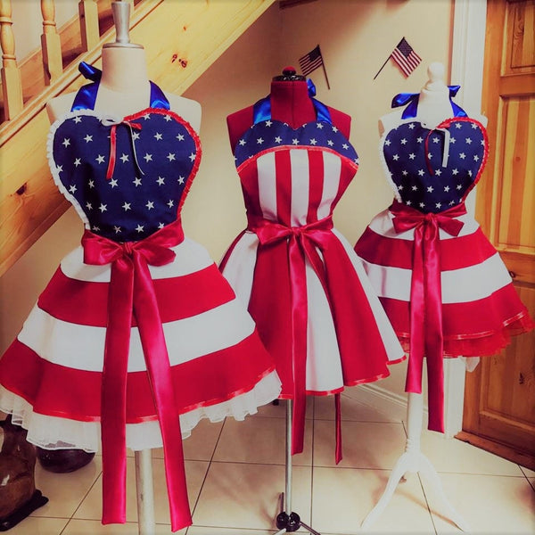 4th of July Outfit Red White Blue apron USO costume