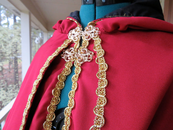 With Caplet cosplay costume Custom Made Red and Gold Adult Cape