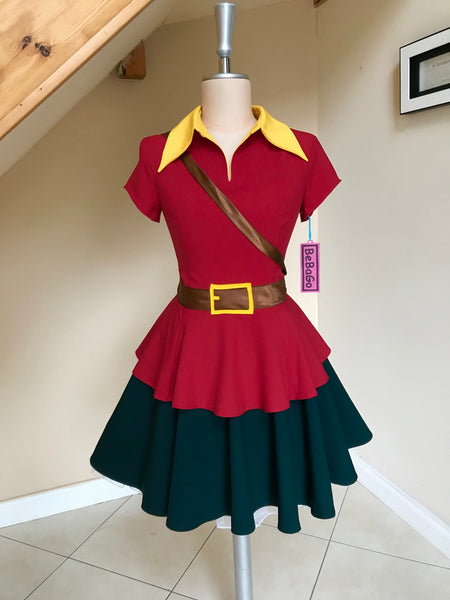 Archer Gaston outfit, hunter Gaston costume Red and forest green Gaston costume