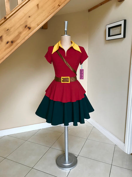 Archer Gaston outfit, hunter Gaston costume Red and forest green Gaston costume