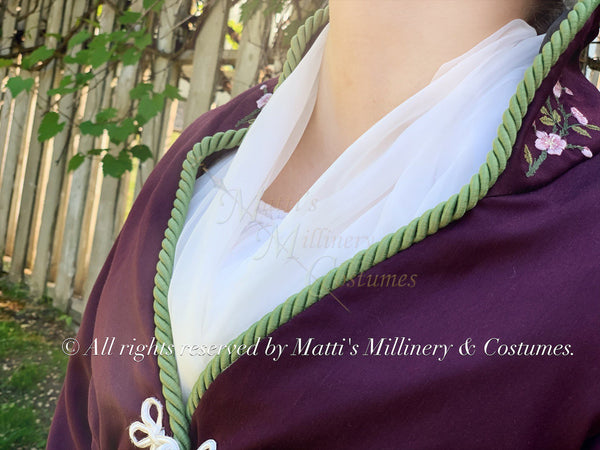 Chiffon Fichu Neck Shawl Scarf in Silk Gauze CUSTOM Regency Jane Austen