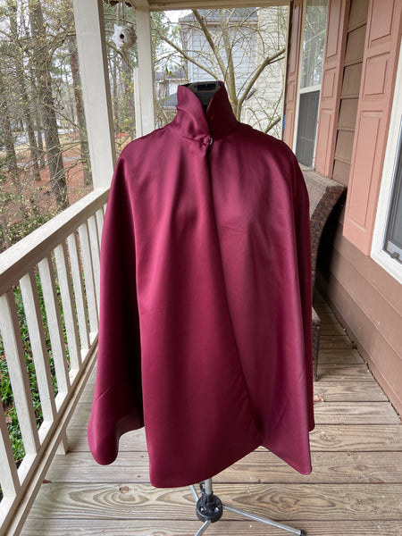 Cape or Cloak Black and Red Reversible Satin Cosplay