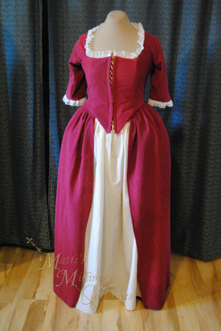 1700s House outfit Lace up front CUSTOM Colonial 18th Century Rococo Dress Gown