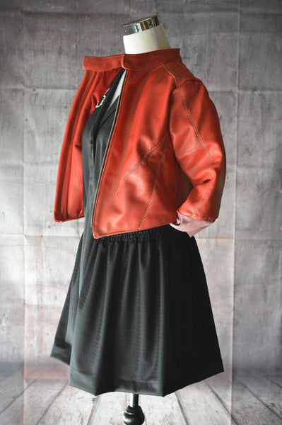 Superhero cosplay girl Scarlet Witch costume leather