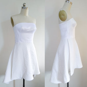High low wedding gown White wedding dress Celebrity white dress inspired Short wedding dress reception dress satin bustier dress