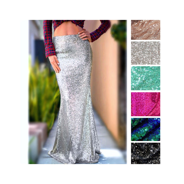 Maxi sparkle skirt Silver sequin skirt long