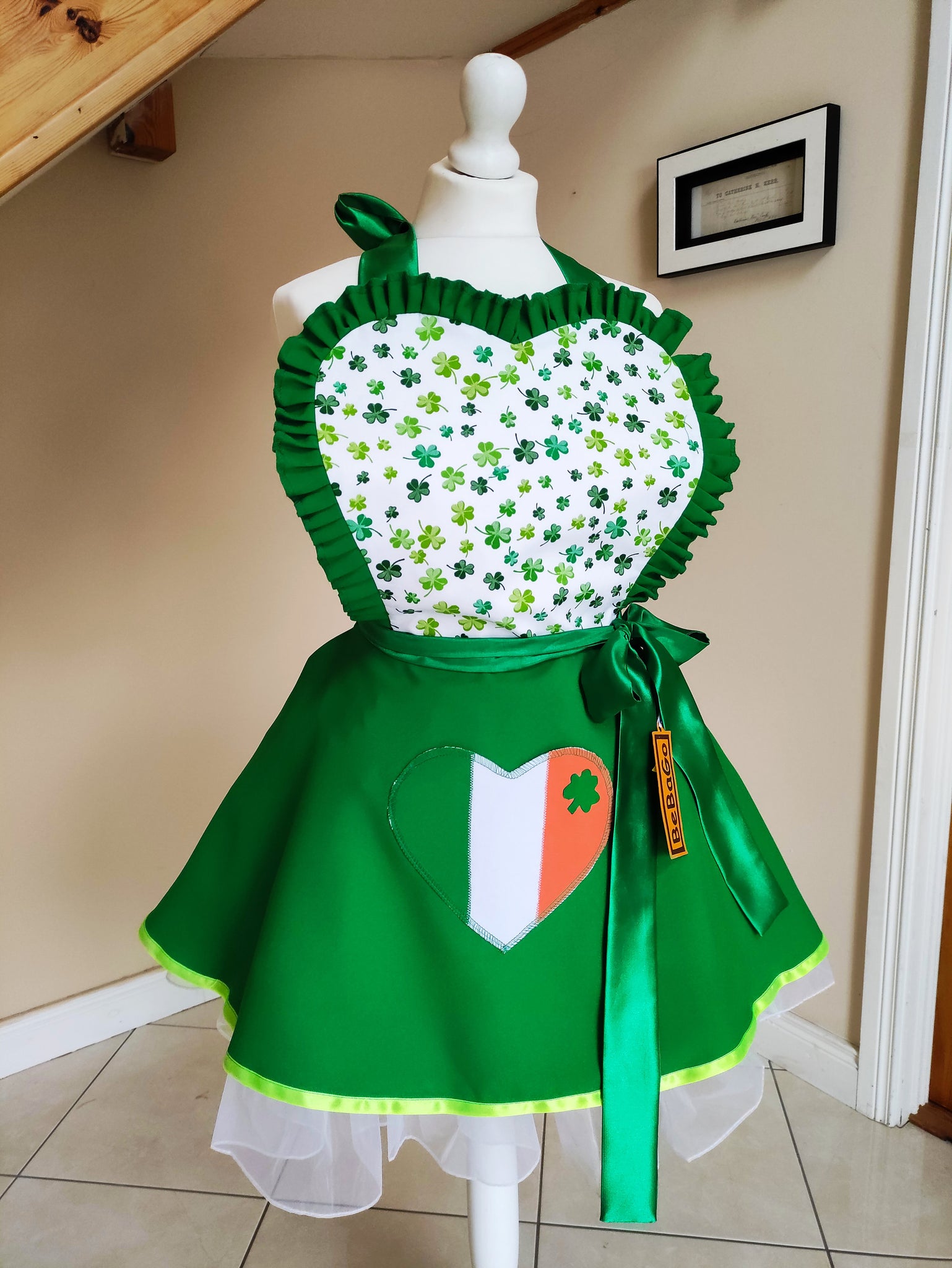 St Patrick's Day apron, irish style apron, shamrock Irish collection