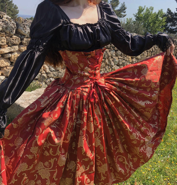 Tailor Made Dress Delightful Dress Damask Dress Elegant Lycra Quality Satin Precious Lace Dress HEART Of THE KINGDOM Victorian Dress