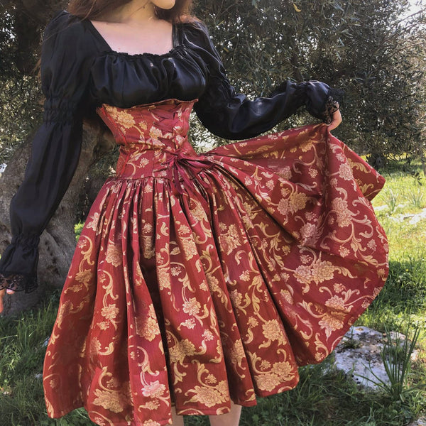 Tailor Made Dress Delightful Dress Damask Dress Elegant Lycra Quality Satin Precious Lace Dress HEART Of THE KINGDOM Victorian Dress