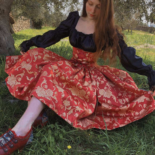 Tailor Made Dress Delightful Dress Damask Dress Elegant Lycra Quality Satin Precious Lace Dress HEART Of THE KINGDOM Victorian Dress