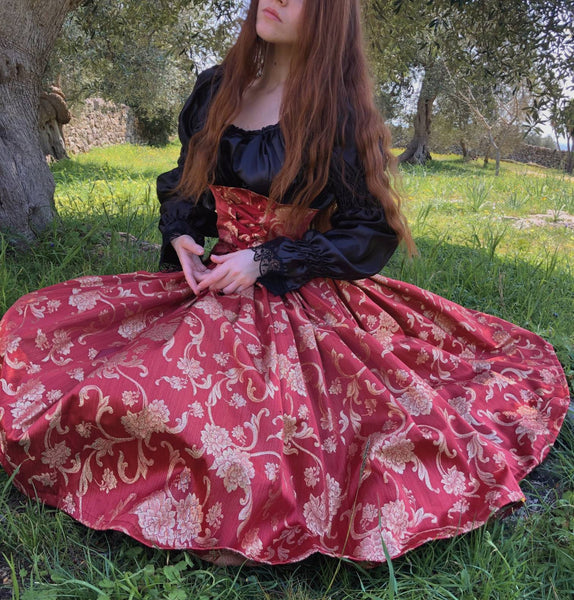 Tailor Made Dress Delightful Dress Damask Dress Elegant Lycra Quality Satin Precious Lace Dress HEART Of THE KINGDOM Victorian Dress
