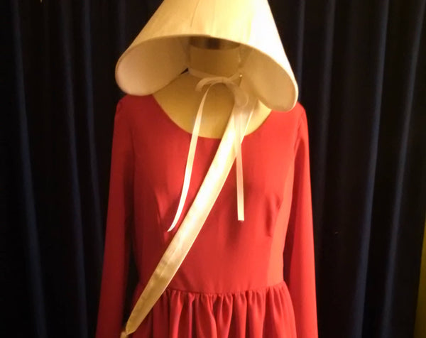 READY TO SHIP in small only medium and large only Handmaid's Tale Costume  Dress bonnet and bag.