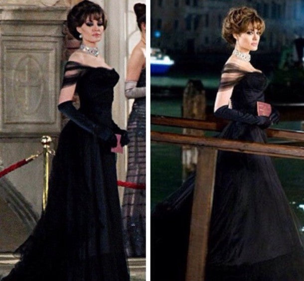 The Tourist Angelina Jolie Black Dress Off Shoulder Elise Black Dress – Cosplayrr