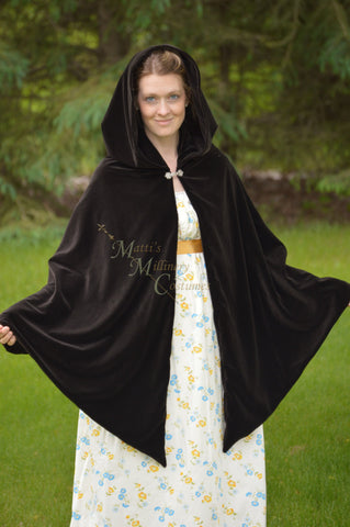 Tippet Short Cape Regency Medieval Victorian  in velvet CUSTOM Cape Hooded Cloak Capelet Covering