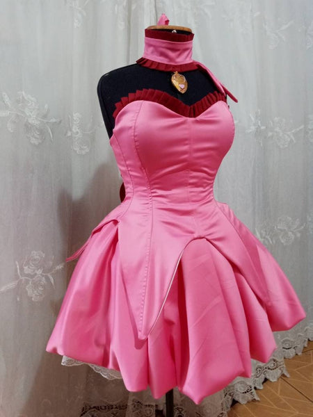 Pink dress tail and ears MADE to ORDER magical girls Cosplay Tokyo mew mew Ichigo Momomiya costume adult