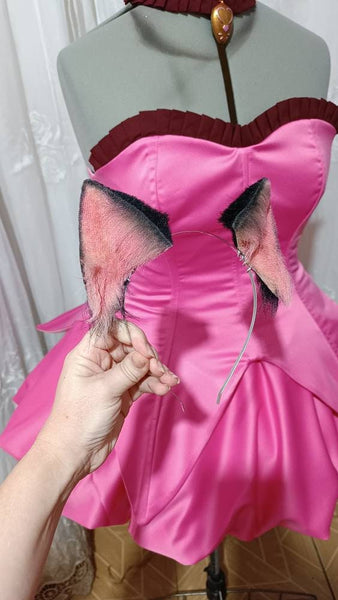 Pink dress tail and ears MADE to ORDER magical girls Cosplay Tokyo mew mew Ichigo Momomiya costume adult