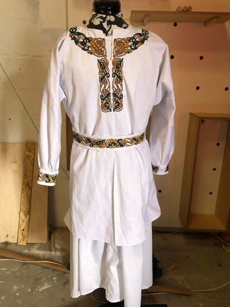 With detailed embroidery Viking dress