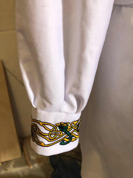 With detailed embroidery Viking dress